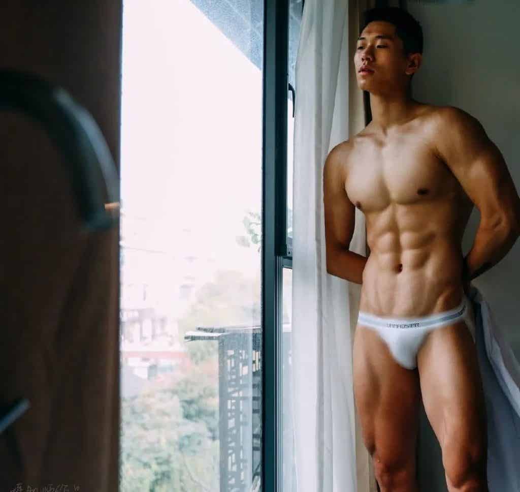 高颜值帅气肌肉男孩，胸肌非常诱惑！