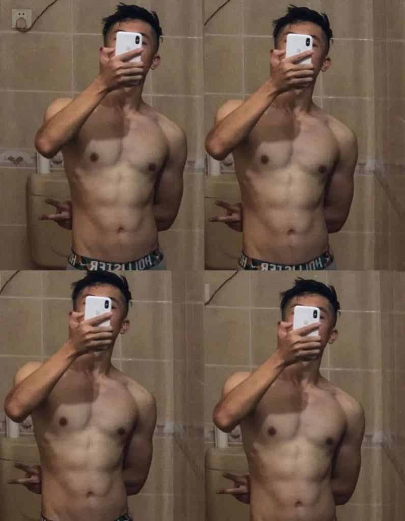 高颜值帅气肌肉男孩，胸肌非常诱惑！