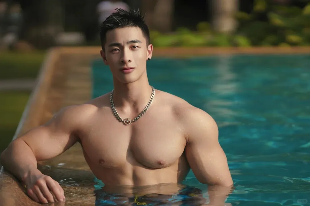 彭果健身冠军披古风衣凸显诱人肌肉线条，撩人力度 Max