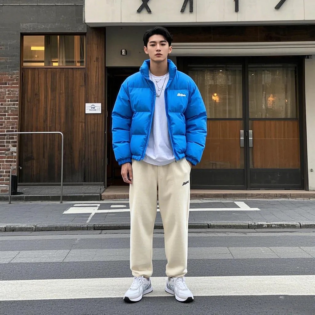 男生“羽绒服 + T 恤”简约干净，这 3 套搭配，穿上帅气不臃肿！