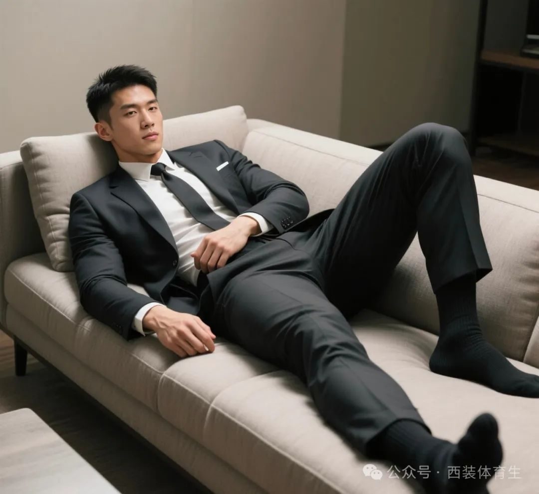AI 生成的粗腿黑袜正装男有点帅的无法无天了