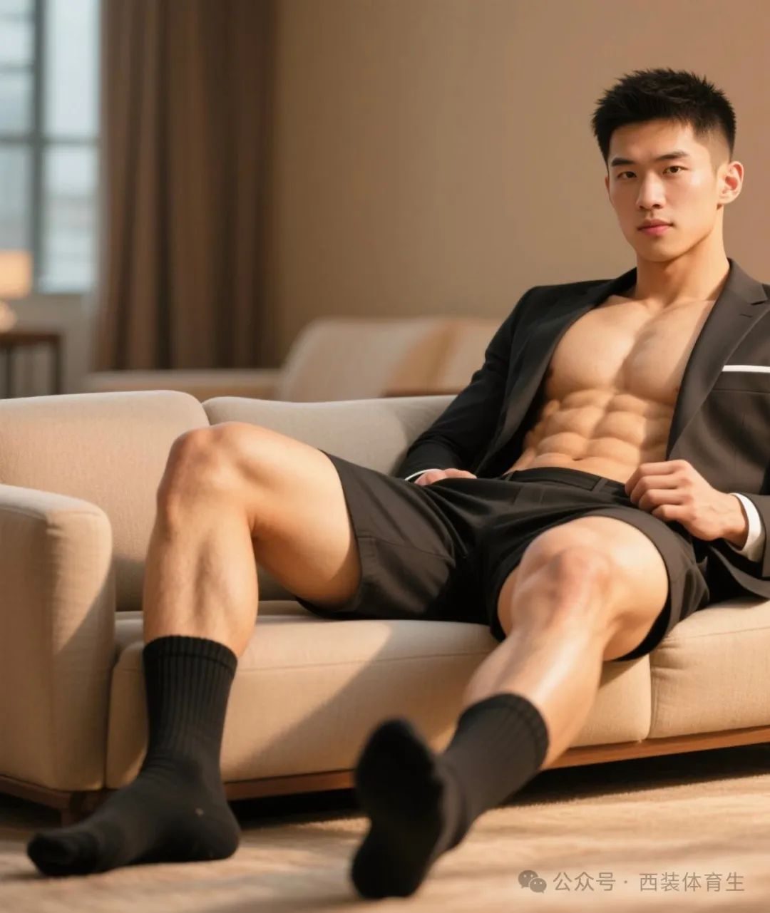 AI 生成的粗腿黑袜正装男有点帅的无法无天了