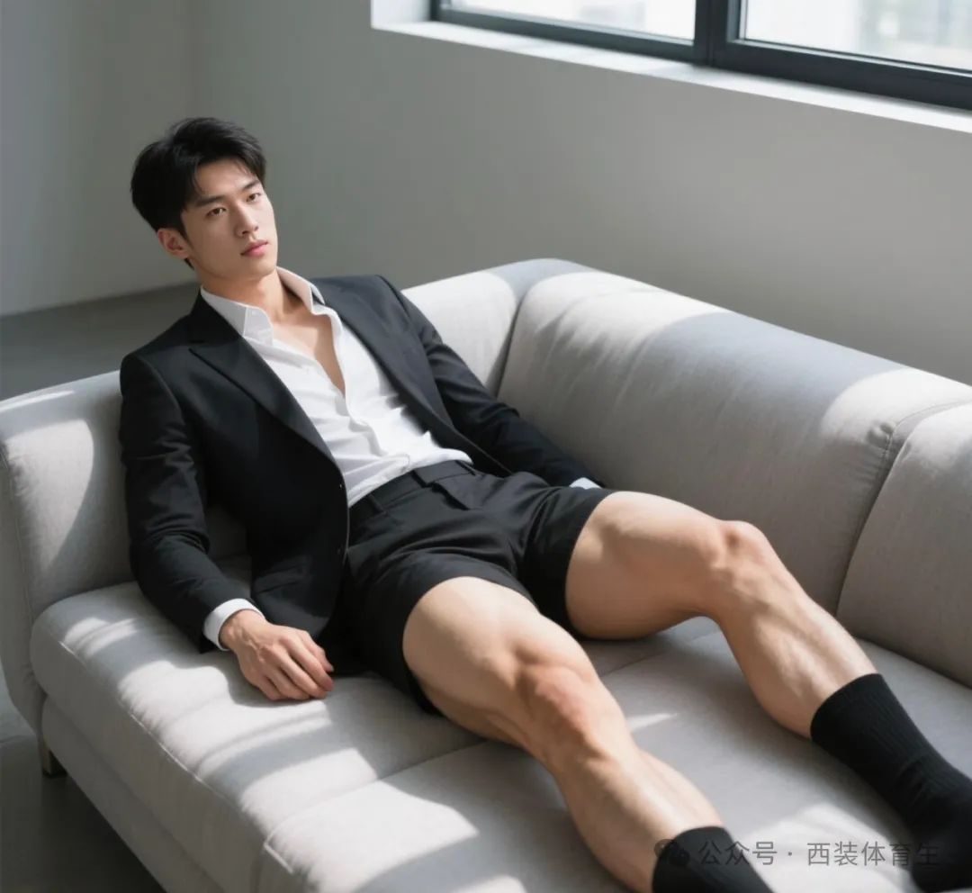 AI 生成的粗腿黑袜正装男有点帅的无法无天了