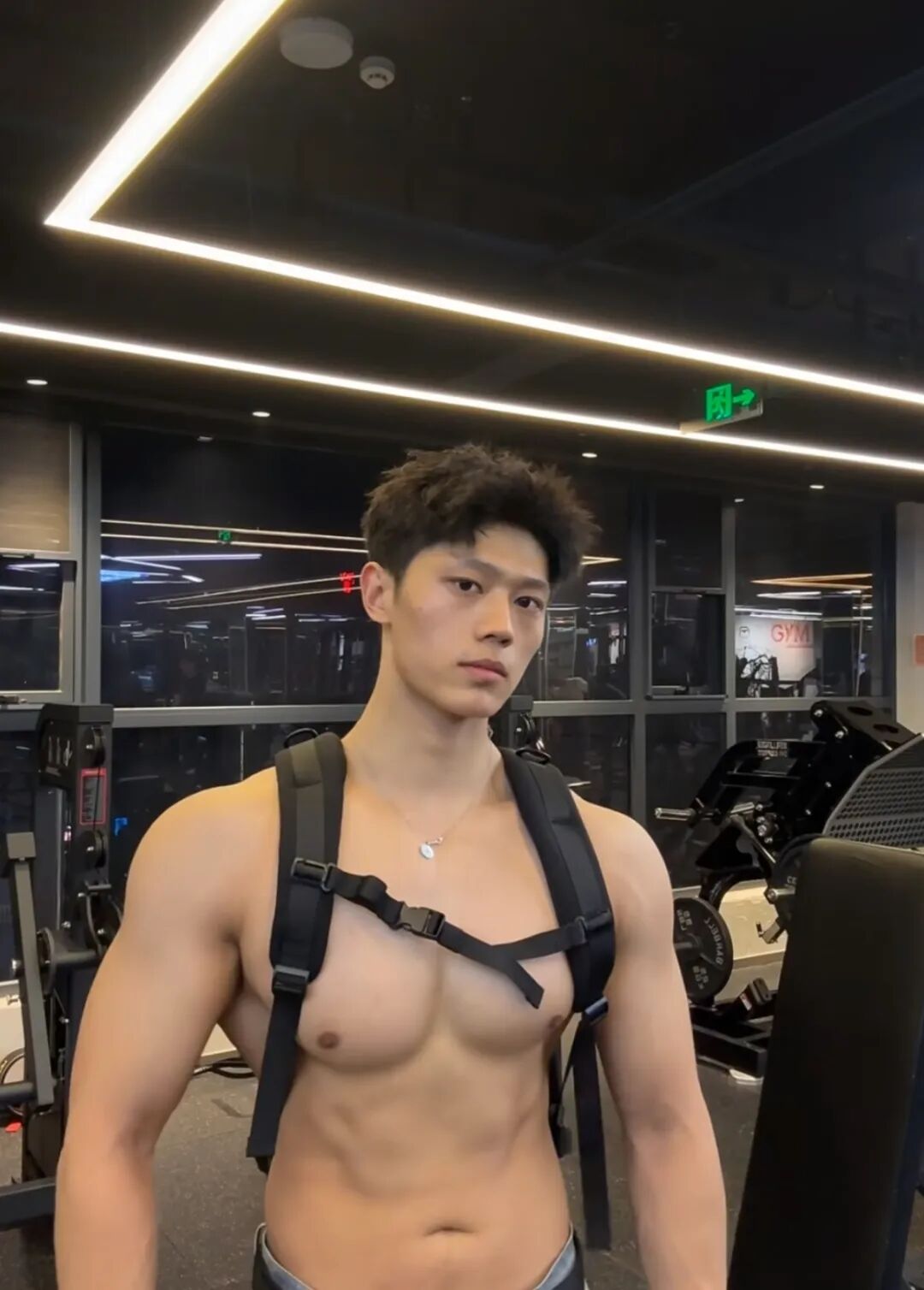 187cm 宽肩窄腰双肩包精壮猛男，粗腿大包发育的太好了...